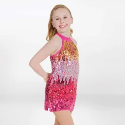 1st Position Ombré Sequin Fringe Glitz Mini Dress Magenta