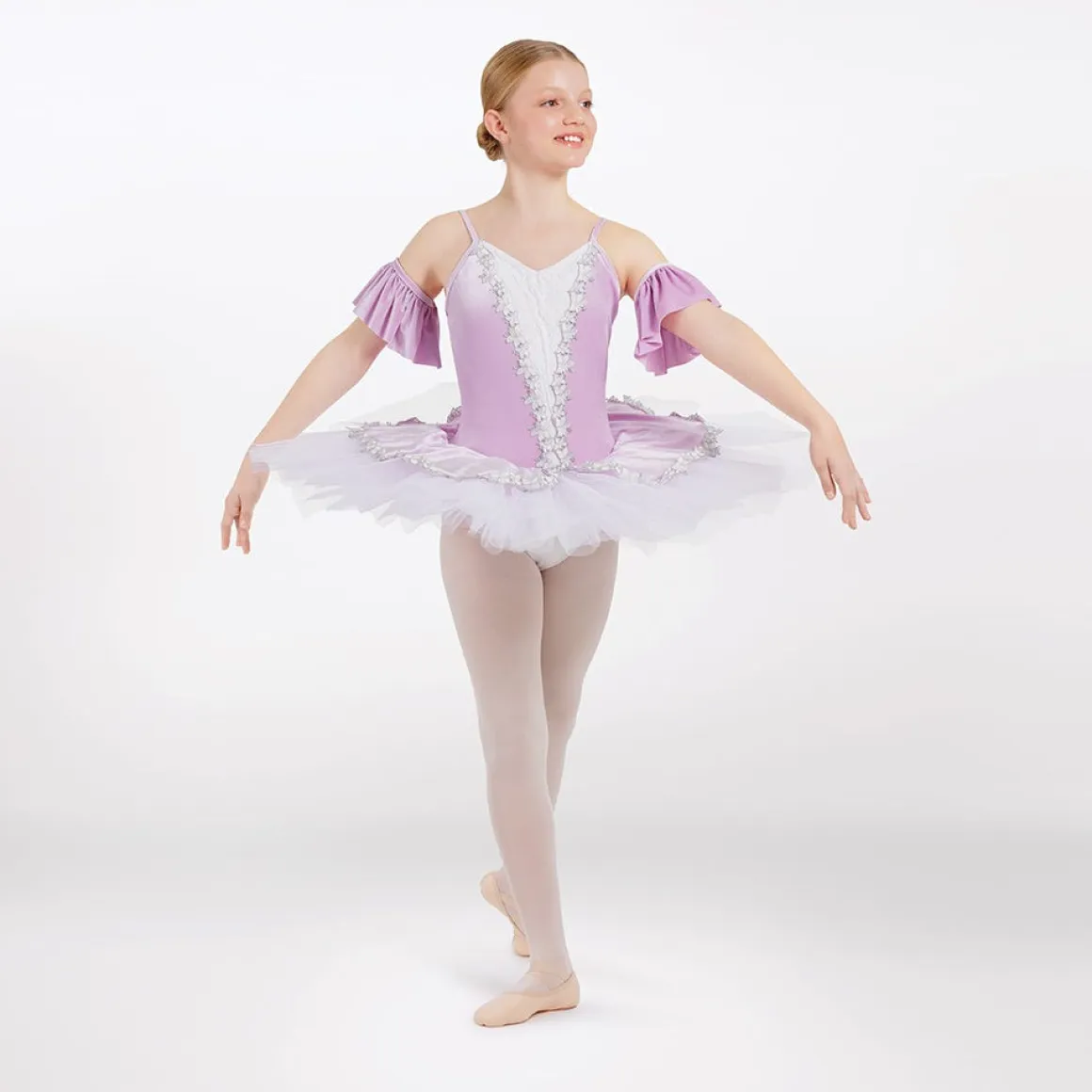 1st Position Platter Tutu with Applique and Arm Cuffs Lilac