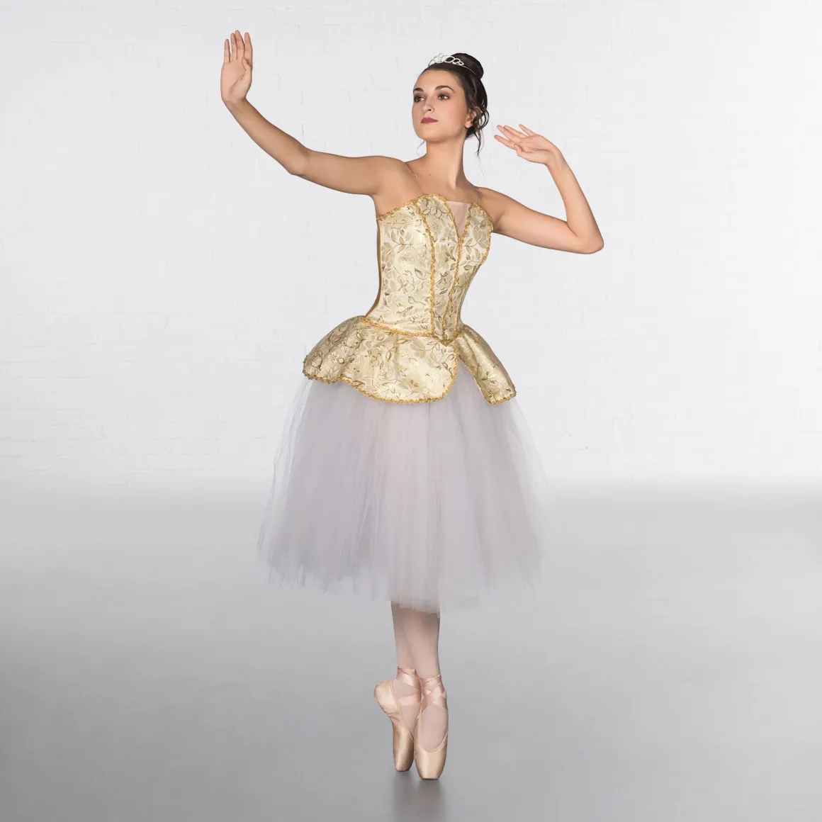 1st Position Prestige Floral Woven Bodice with Separate Over Skirt