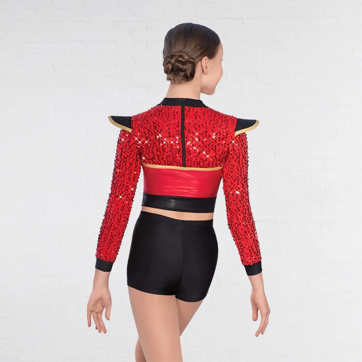 1st Position Red Sequin Sleeved Soldier Jacket
