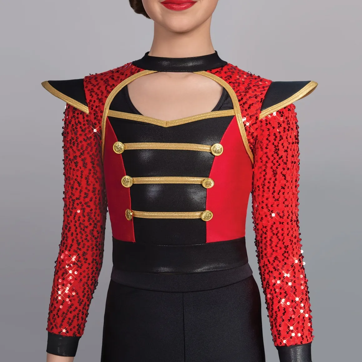 1st Position Red Sequin Sleeved Soldier Jacket