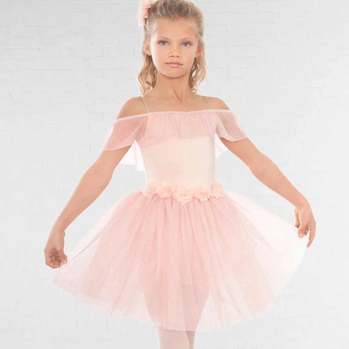 1st Position Romantic Tutu with Flowers and Glitter Net Skirt