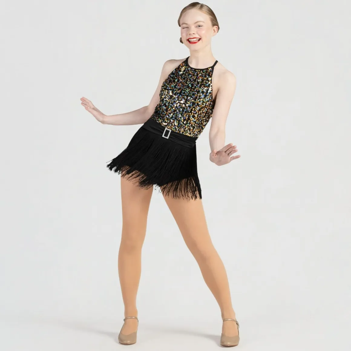 1st Position Sequin Bodice Fringe Unitard