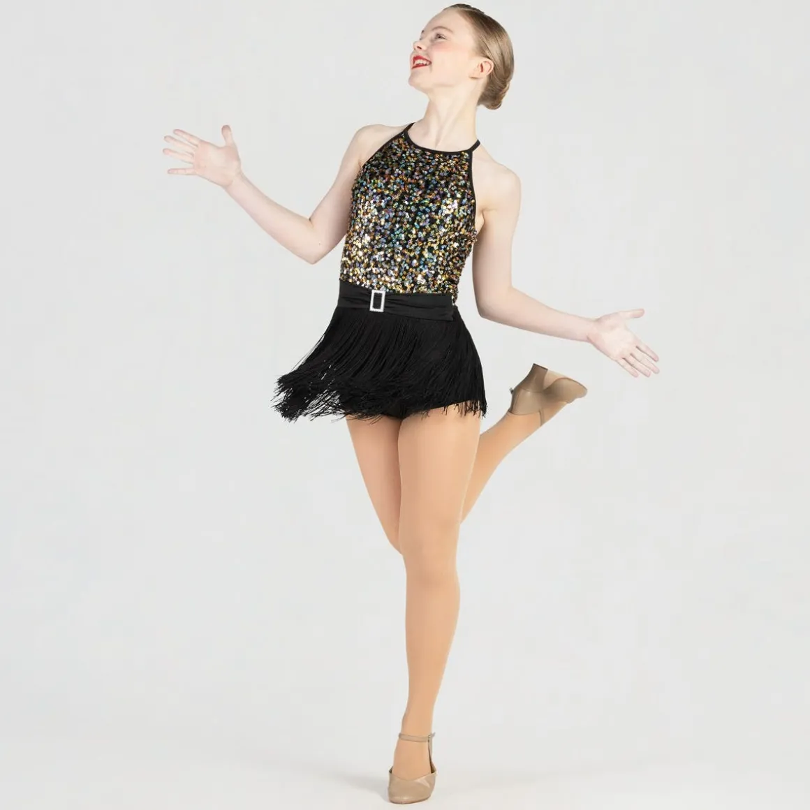 1st Position Sequin Bodice Fringe Unitard