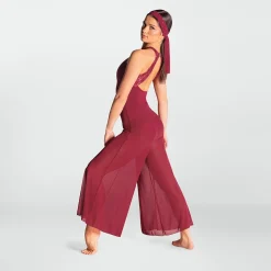 1st Position Sequin Lace Insert Culottes Jumpsuit
