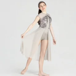 1st Position Sequin Lyrical Unitard with Open Front Skirt