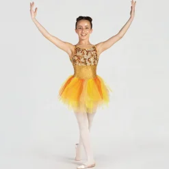 1st Position Sequinned Bodice Dress with Cutaway Back and Panelled Skirt