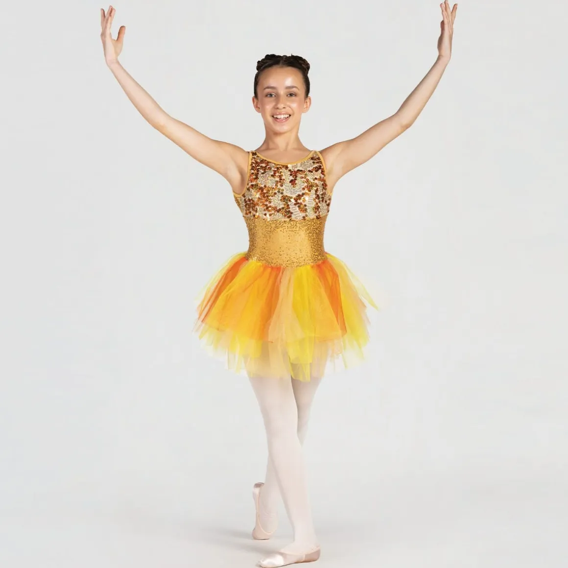 1st Position Sequinned Bodice Dress with Cutaway Back and Panelled Skirt