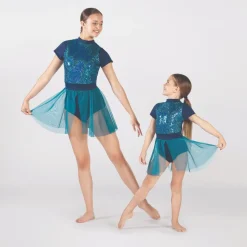 1st Position Sequinned Cap Sleeved Leotard with Skirt