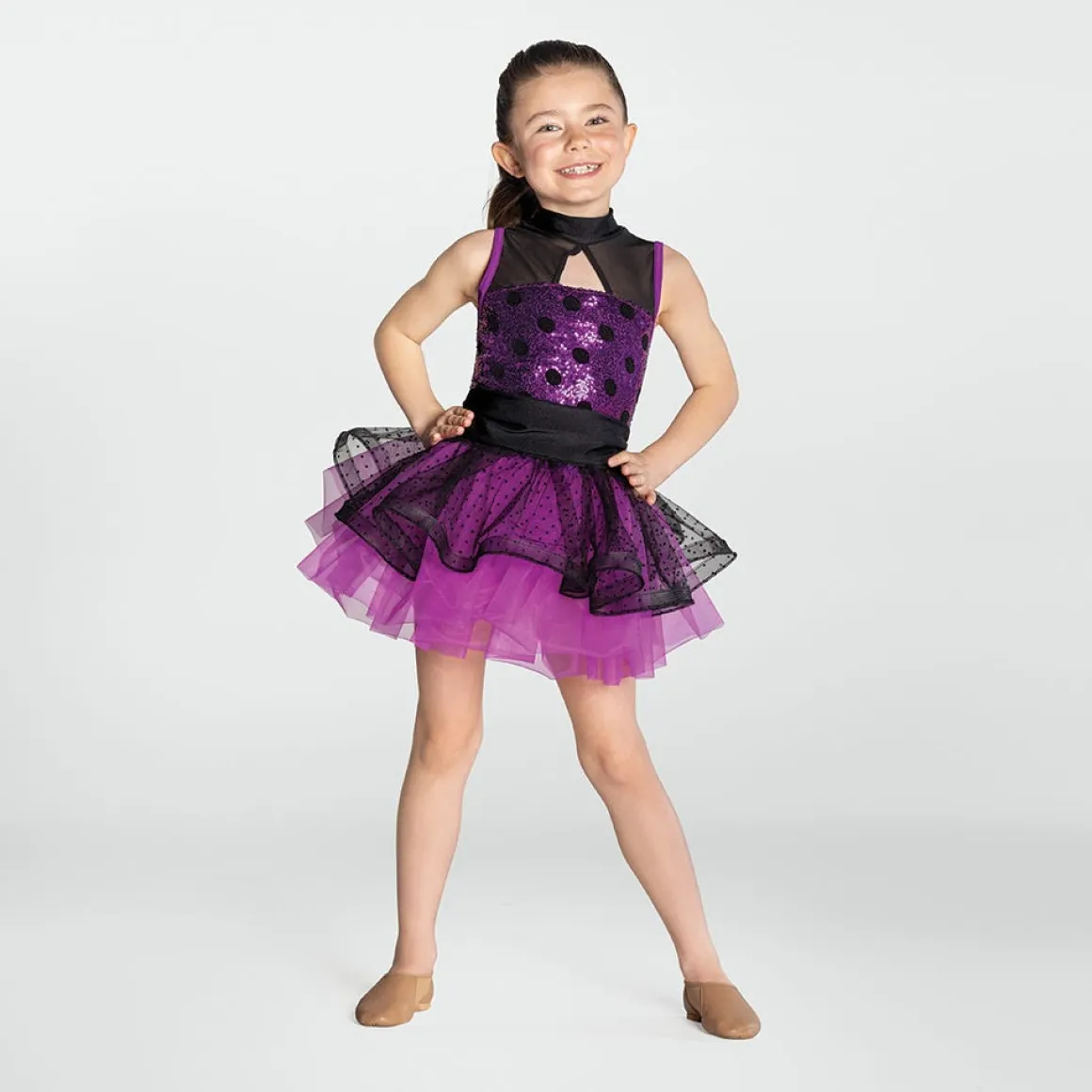 1st Position Sequin Polka Dot Tutu with Wide Curled Hem