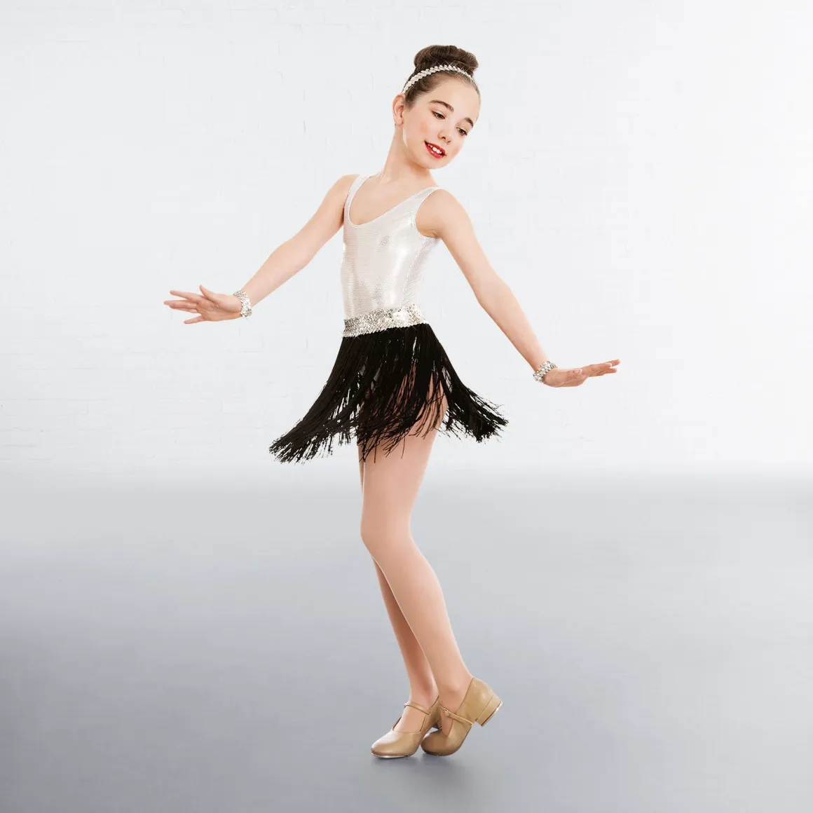 1st Position Sequin Waistband Fringe skirt