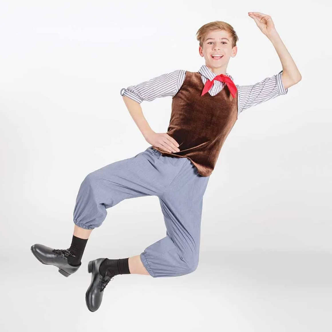 1st Position Shirt and Knickerbocker All-In-One with Waistcoat and Neckerchief Grey Denim