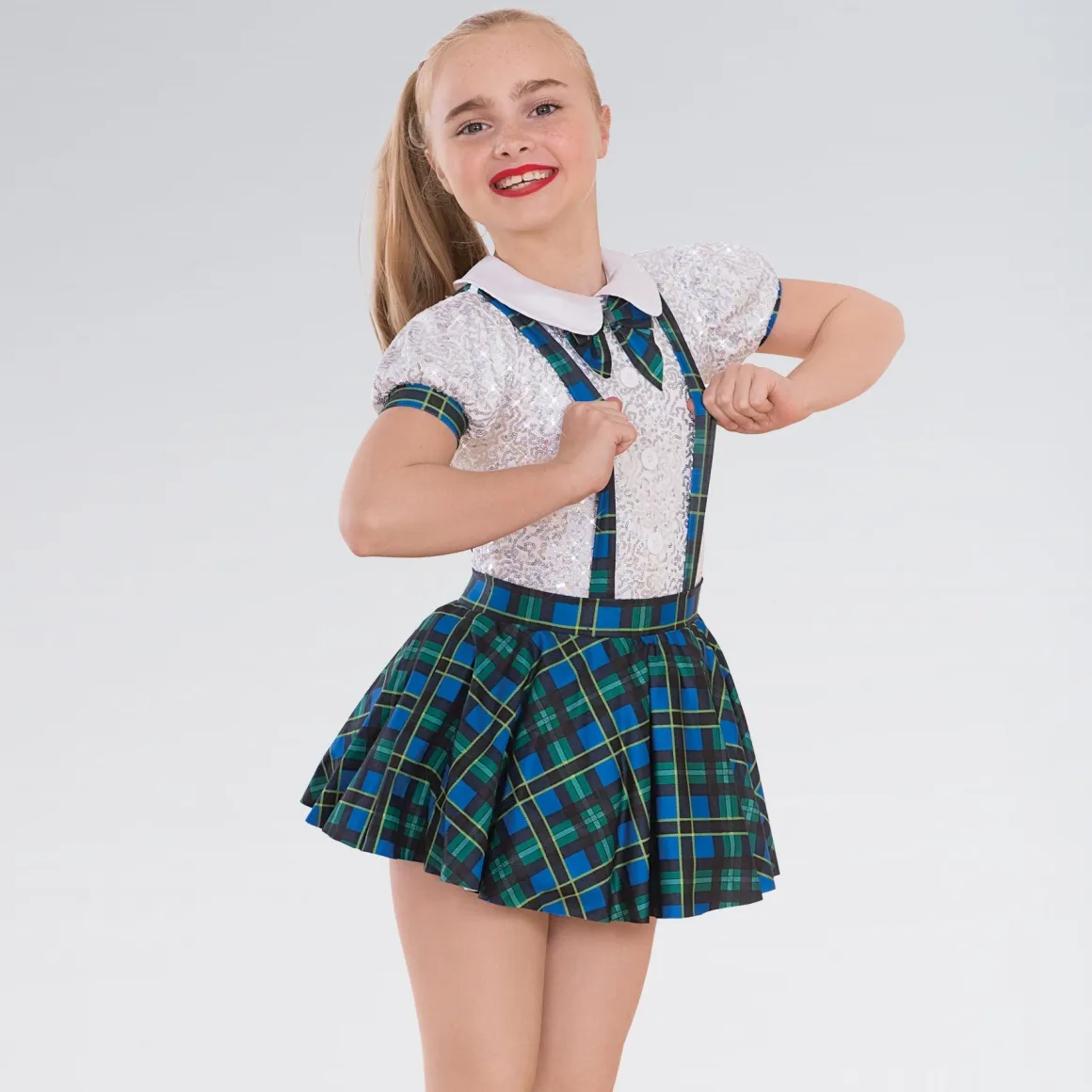 1st Position Tartan Schoolgirl Outfit with Bow
