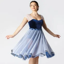 1st Position Velvet Bodice Ballet Dress with Flower Trim