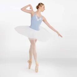 1st Position Wide Strap Platter Tutu with Appliqué Dusky Blue