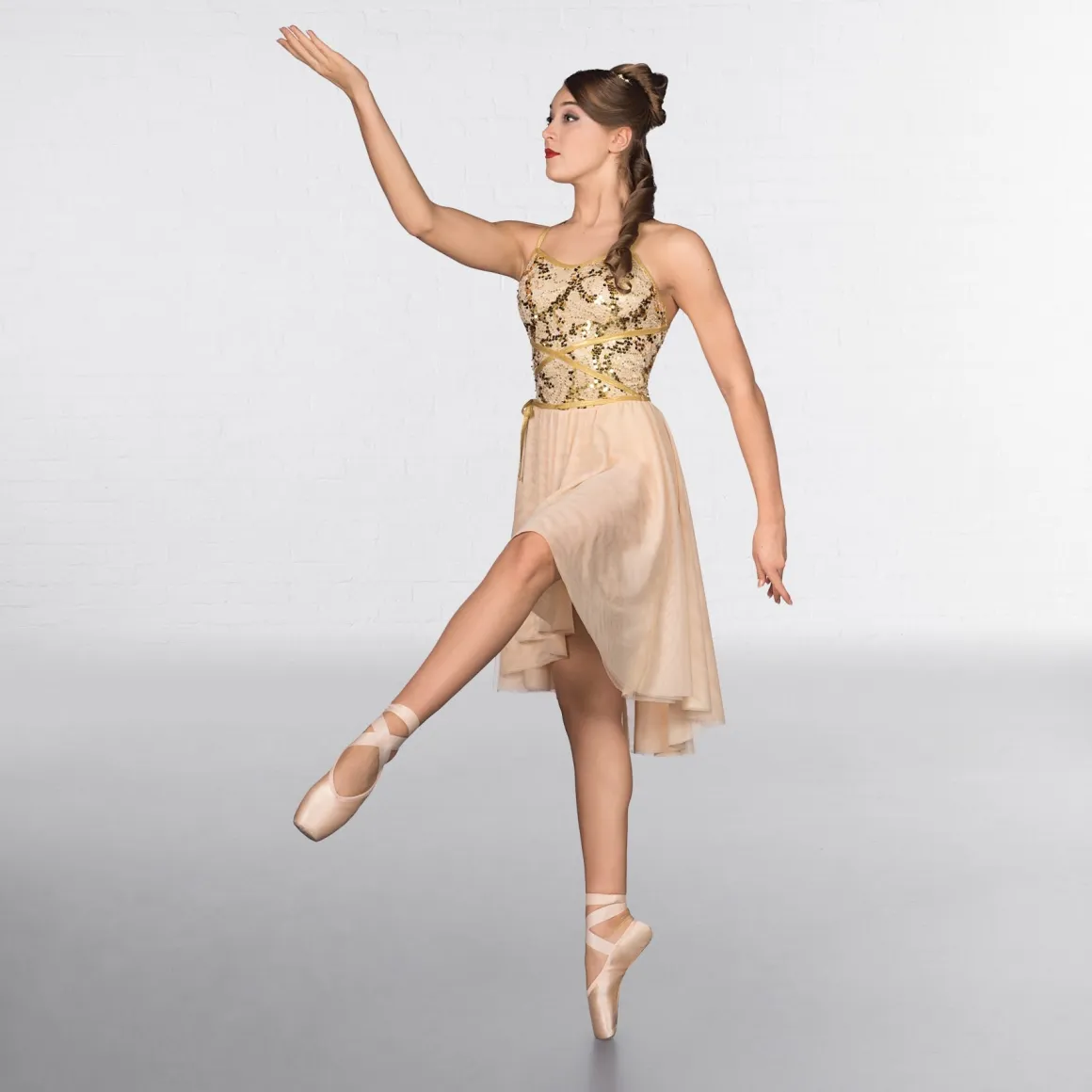 1st Position Wrap Around Sequin Dipped Hem Lyrical Dress