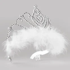 Tiara with White Marabou